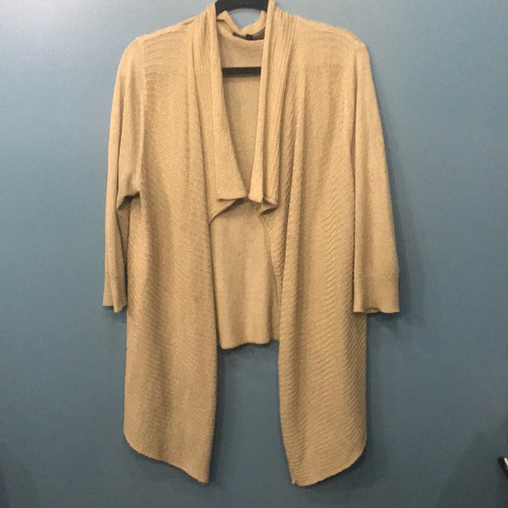 Tan 3/4 Length Sleeve Cardigan